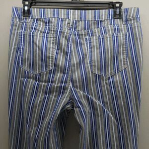 Needle & Cloth Stripe Skinny Ankle Cropped Pants Sz 16 White Blue Yellow Stripe
